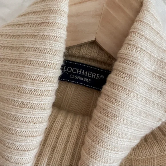 Cozy Cashmere Lochmere Cable Knit Turtleneck Sweater - Cream - Picture 3 of 6